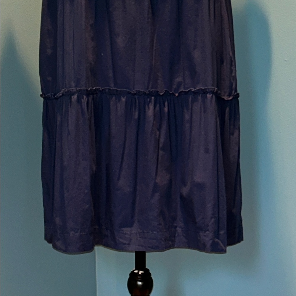 Navy Tiered Ruffle Neck Short Sleeve Dress Size Medium - Picture 4 of 16